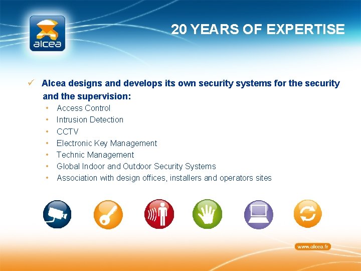 20 YEARS OF EXPERTISE ü Alcea designs and develops its own security systems for