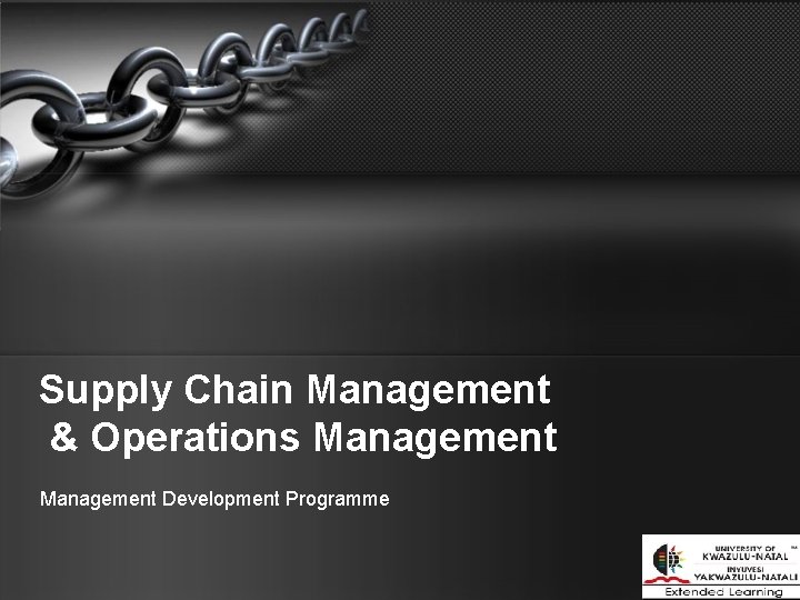 Supply Chain Management & Operations Management Development Programme 