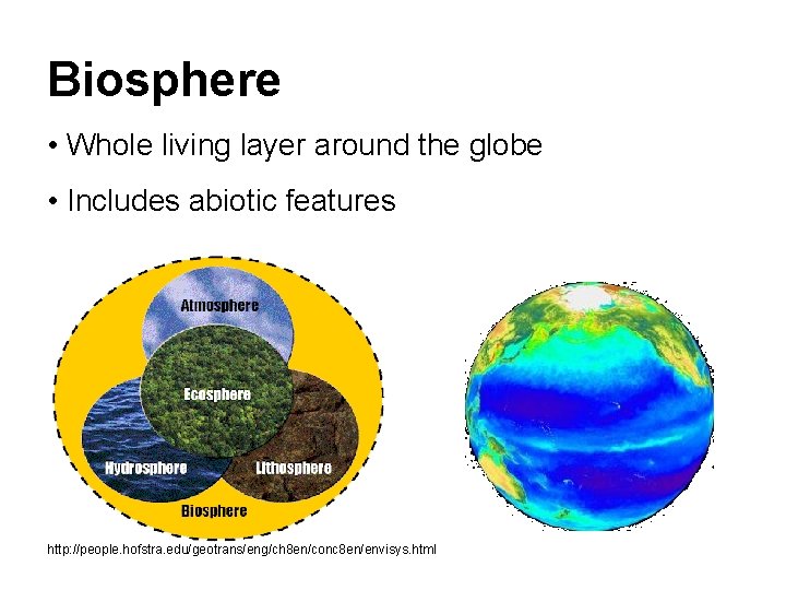 Biosphere • Whole living layer around the globe • Includes abiotic features http: //people.