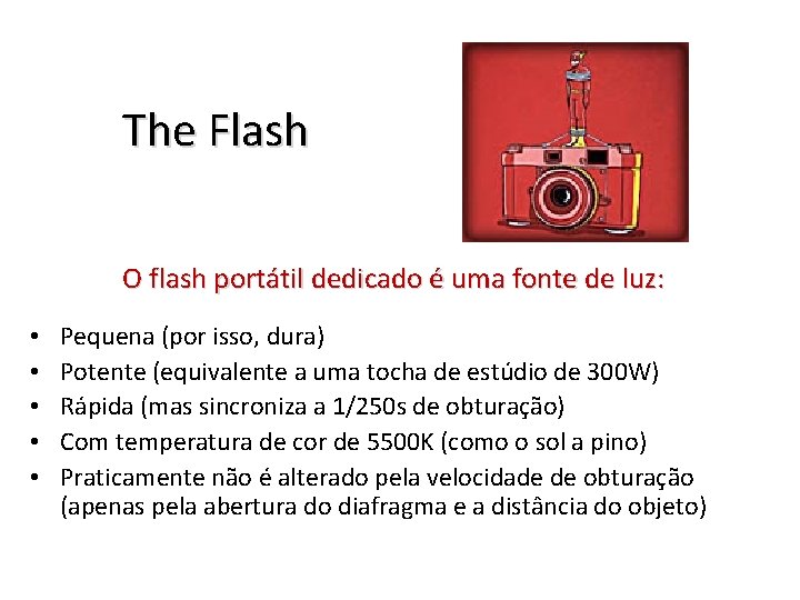 The Flash O flash portátil dedicado é uma fonte de luz: • • •