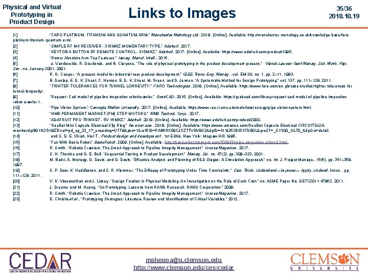 Physical and Virtual Prototyping in Product Design Links to Images 35/36 2018. 10. 19