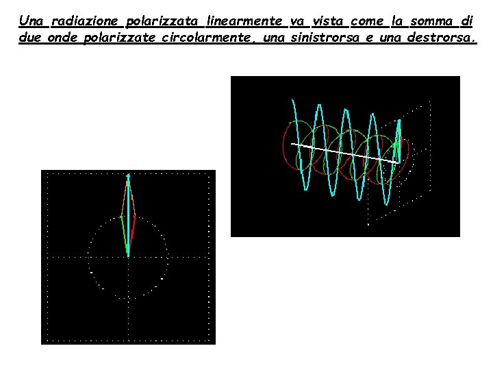 Una radiazione polarizzata linearmente va vista come la somma di due onde polarizzate circolarmente,