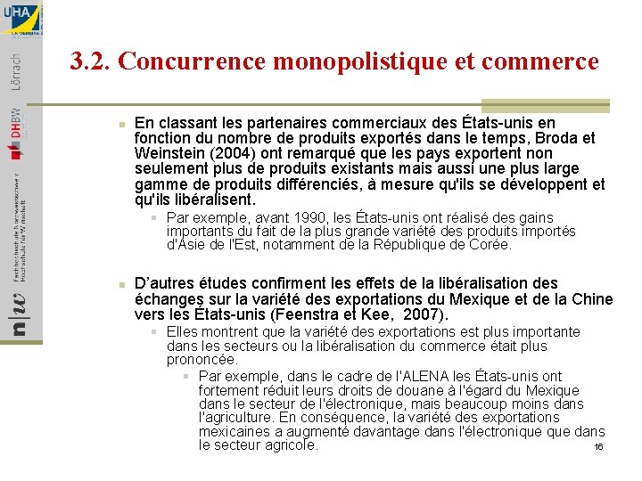 3. 2. Concurrence monopolistique et commerce n En classant les partenaires commerciaux des États-unis
