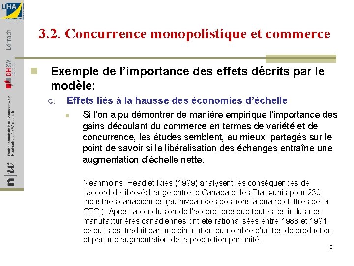 3. 2. Concurrence monopolistique et commerce n Exemple de l’importance des effets décrits par
