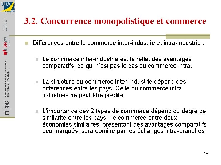 3. 2. Concurrence monopolistique et commerce n Différences entre le commerce inter-industrie et intra-industrie