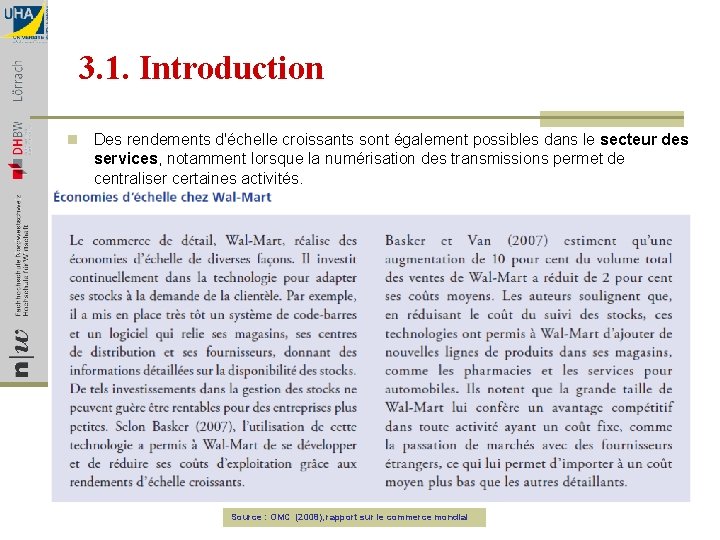 3. 1. Introduction n Des rendements d'échelle croissants sont également possibles dans le secteur