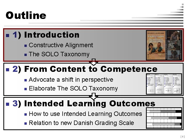 Outline n 1) Introduction Constructive Alignment n The SOLO Taxonomy n n 2) From