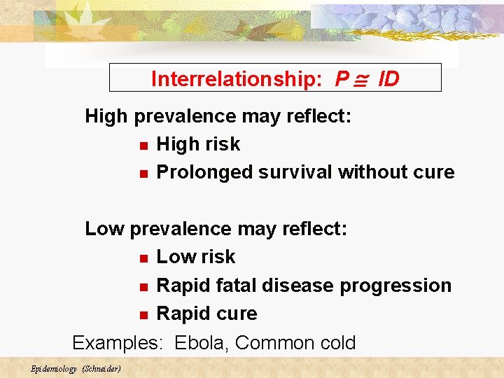 Interrelationship: P ID High prevalence may reflect: n High risk n Prolonged survival without Interrelationship: P ID High prevalence may reflect: n High risk n Prolonged survival without
