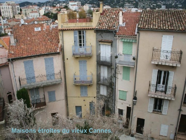 Maisons étroites du vieux Cannes. 