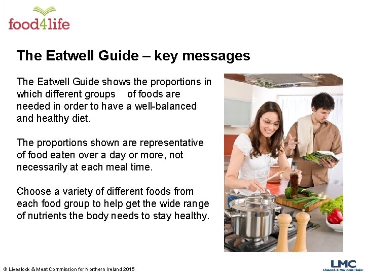 The Eatwell Guide – key messages The Eatwell Guide shows the proportions in which