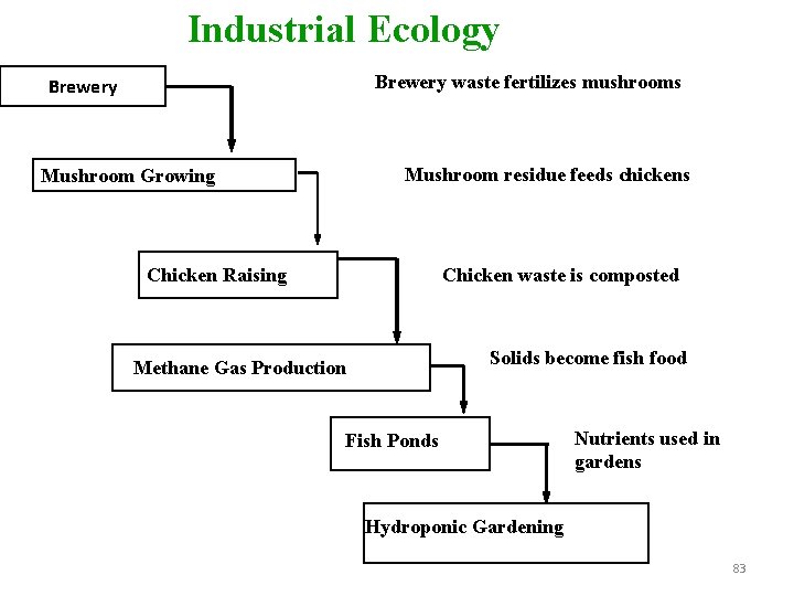 Industrial Ecology Brewery waste fertilizes mushrooms Brewery Mushroom residue feeds chickens Mushroom Growing Chicken