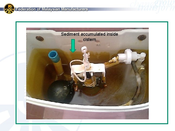 Sediment accumulated inside cistern 