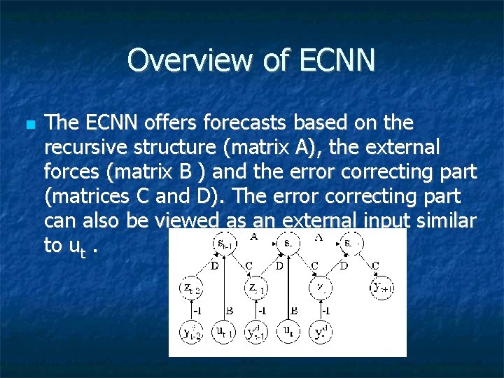 Overview of ECNN The ECNN offers forecasts based on the recursive structure (matrix A),
