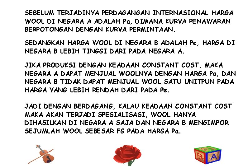 SEBELUM TERJADINYA PERDAGANGAN INTERNASIONAL HARGA WOOL DI NEGARA A ADALAH Pa, DIMANA KURVA PENAWARAN