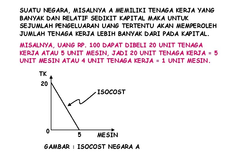 SUATU NEGARA, MISALNYA A MEMILIKI TENAGA KERJA YANG BANYAK DAN RELATIF SEDIKIT KAPITAL MAKA