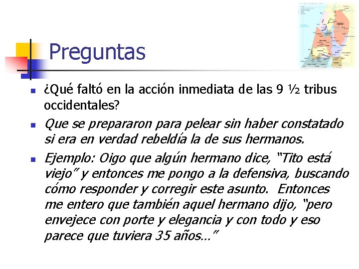 Preguntas n n n ¿Qué faltó en la acción inmediata de las 9 ½