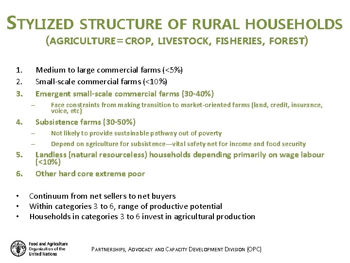 STYLIZED STRUCTURE OF RURAL HOUSEHOLDS (AGRICULTURE=CROP, LIVESTOCK, FISHERIES, FOREST) 1. 2. 3. Medium to STYLIZED STRUCTURE OF RURAL HOUSEHOLDS (AGRICULTURE=CROP, LIVESTOCK, FISHERIES, FOREST) 1. 2. 3. Medium to