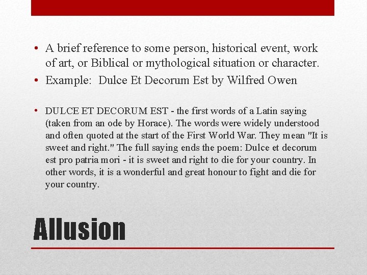  • A brief reference to some person, historical event, work of art, or