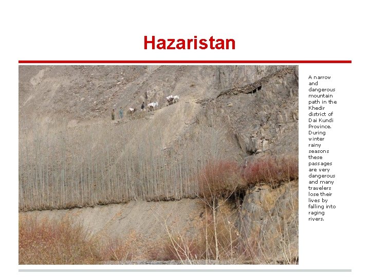 Hazaristan A narrow and dangerous mountain path in the Khedir district of Dai Kundi