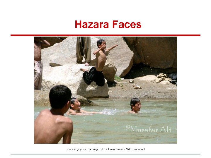 Hazara Faces Boys enjoy swimming in the Lazir River, Nili, Daikundi 