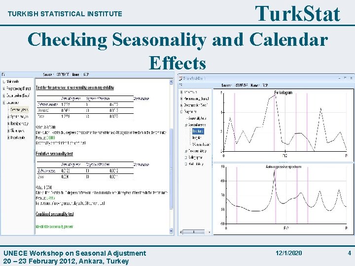 TURKISH STATISTICAL INSTITUTE Turk. Stat Checking Seasonality and Calendar Effects UNECE Workshop on Seasonal