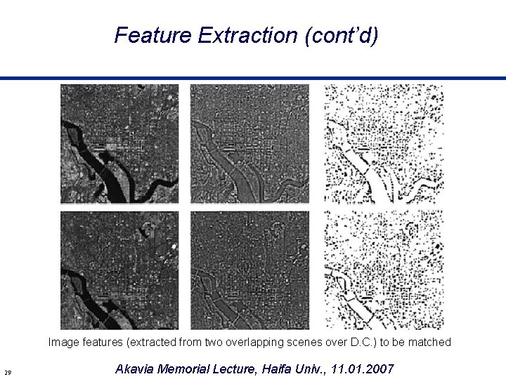 Feature Extraction (cont’d) Image features (extracted from two overlapping scenes over D. C. )