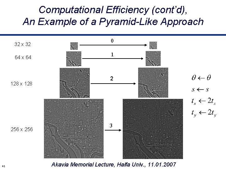 Computational Efficiency (cont’d), An Example of a Pyramid-Like Approach 32 x 32 64 x