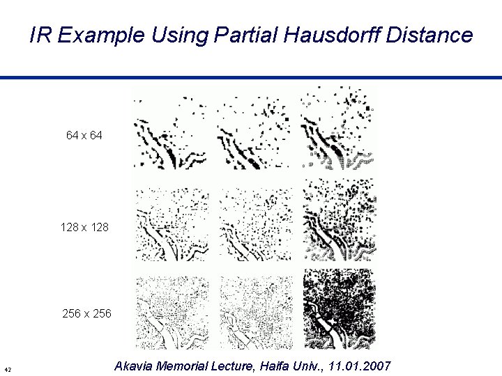 IR Example Using Partial Hausdorff Distance 64 x 64 128 x 128 256 x