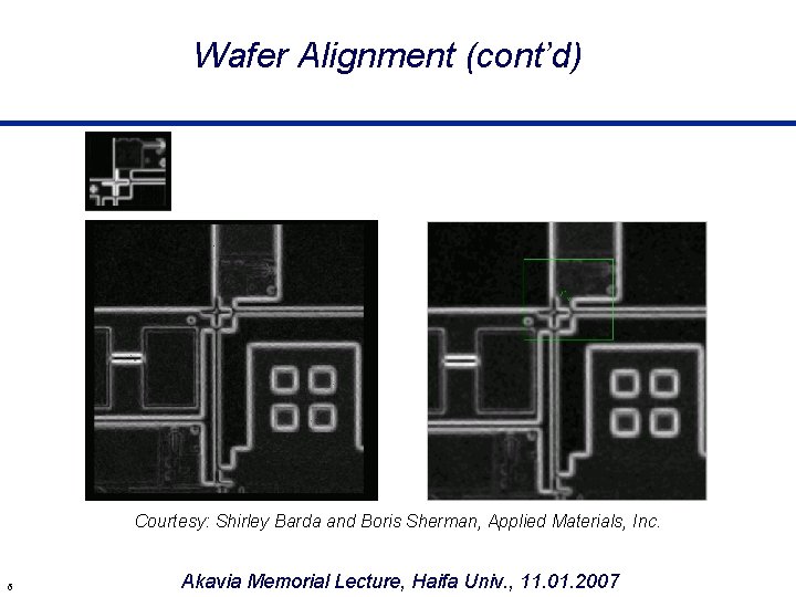 Wafer Alignment (cont’d) Courtesy: Shirley Barda and Boris Sherman, Applied Materials, Inc. 6 Akavia