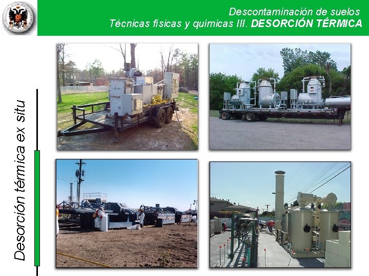 Desorción térmica ex situ Descontaminación de suelos Técnicas físicas y químicas. Técnicas III. DESORCIÓN