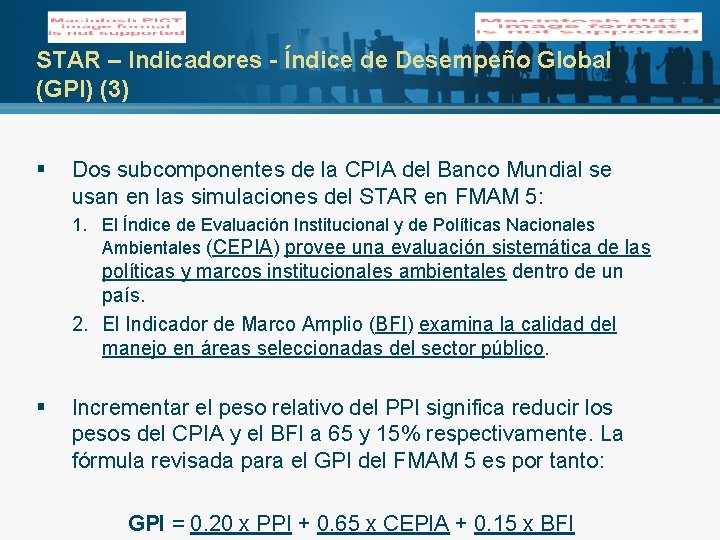 STAR – Indicadores - Índice de Desempeño Global (GPI) (3) § Dos subcomponentes de