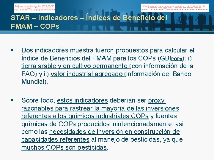 STAR – Indicadores – Índices de Beneficio del FMAM – COPs § Dos indicadores