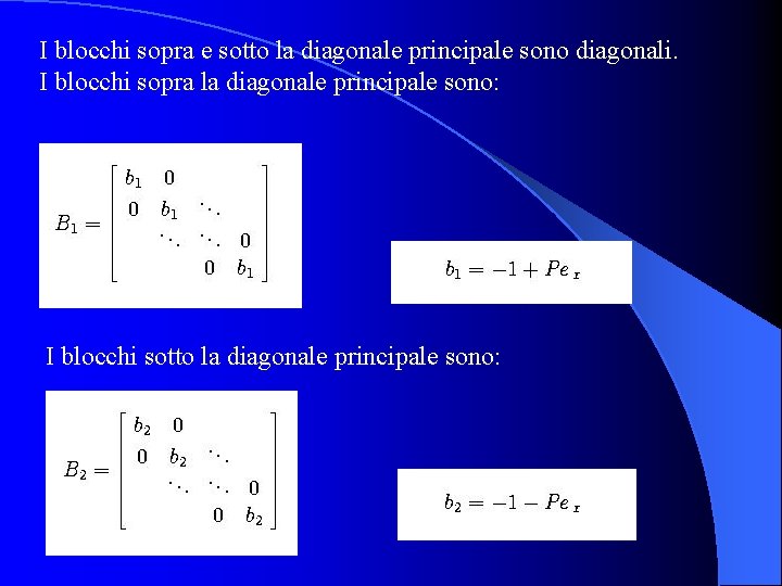 I blocchi sopra e sotto la diagonale principale sono diagonali. I blocchi sopra la