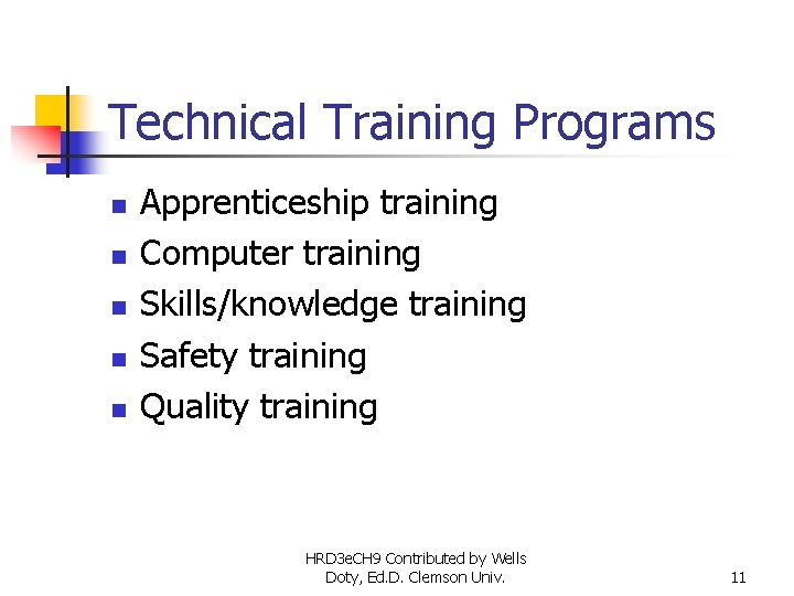 Skills and Technical Training Chapter 9 HRD 3