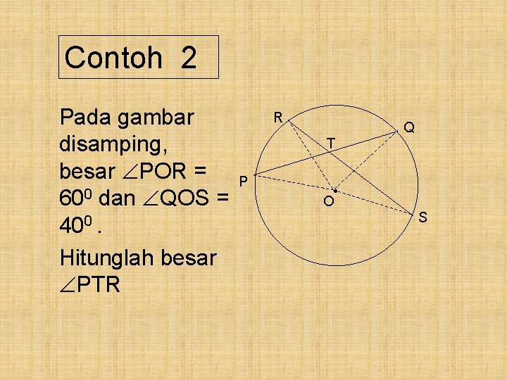 Contoh 2 Pada gambar disamping, besar POR = 600 dan QOS = 400. Hitunglah