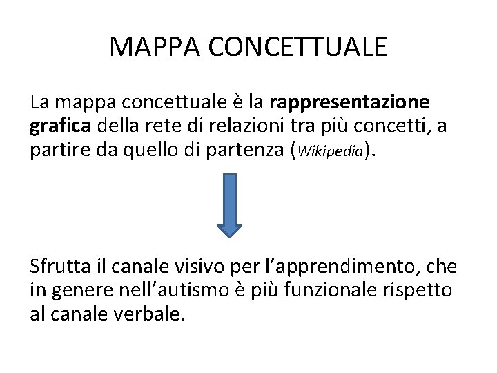 MAPPA CONCETTUALE La mappa concettuale è la rappresentazione grafica della rete di relazioni tra