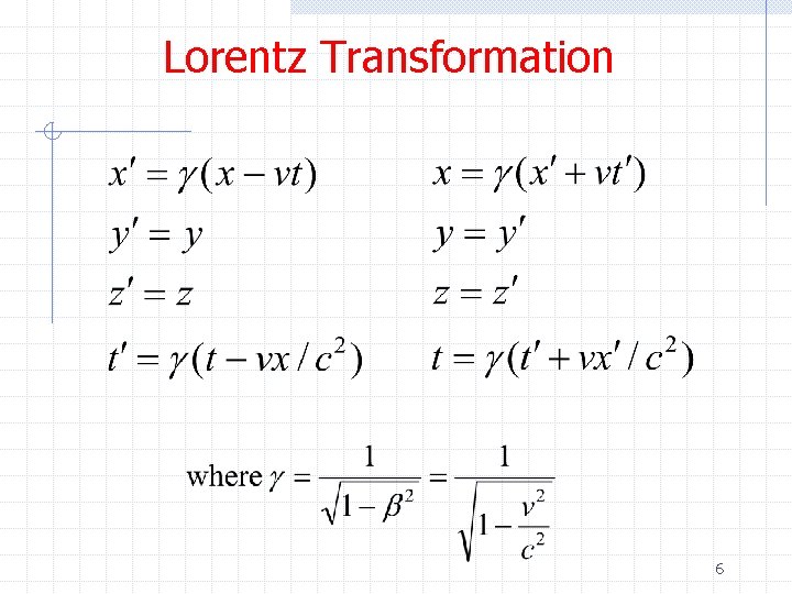 Lorentz Transformation 6 