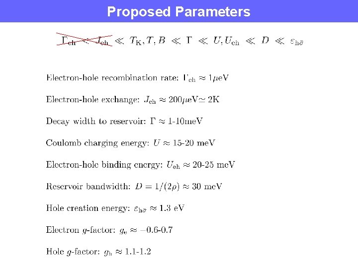 Proposed Parameters 