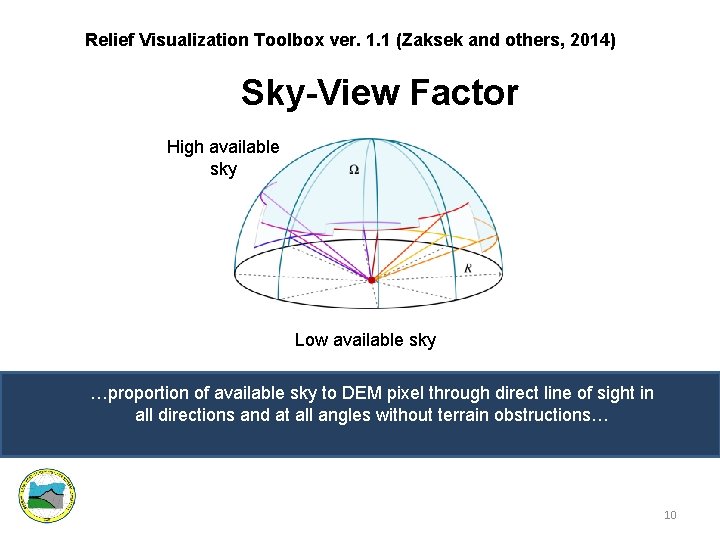 Relief Visualization Toolbox ver. 1. 1 (Zaksek and others, 2014) Sky-View Factor High available