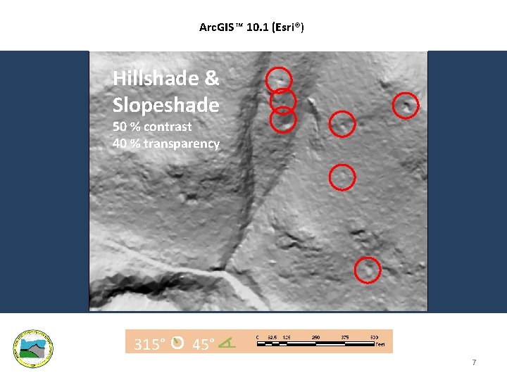 Arc. GIS™ 10. 1 (Esri®) Hillshade & Slopeshade 50 % contrast 40 % transparency
