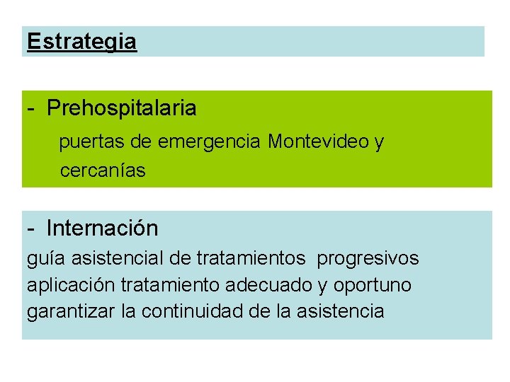 Estrategia - Prehospitalaria puertas de emergencia Montevideo y cercanías - Internación guía asistencial de