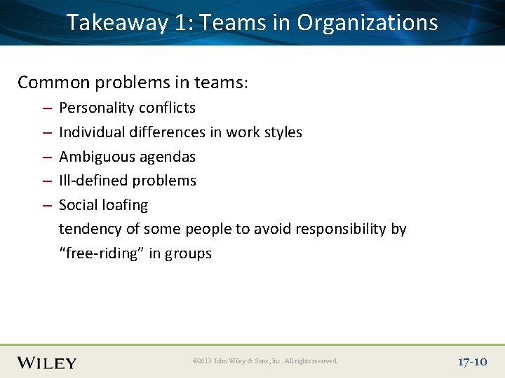Place. Takeaway Slide Title 1: Text Herein Organizations Teams Common problems in teams: –