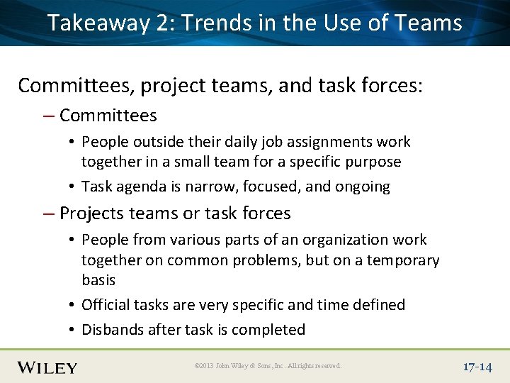 Place Slide Title Text Here Takeaway 2: Trends in the Use of Teams Committees,