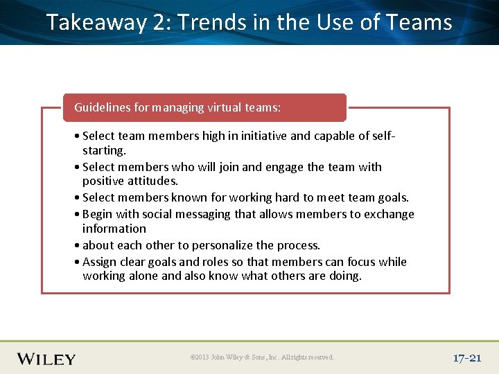 Place Slide Title Text Here Takeaway 2: Trends in the Use of Teams Guidelines