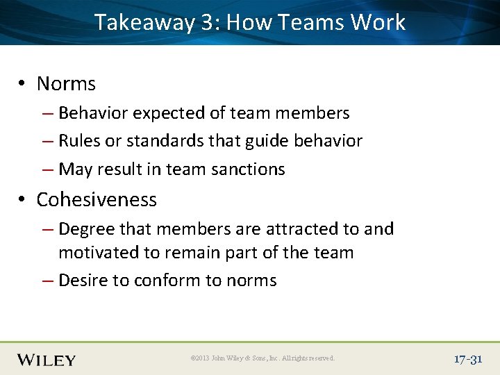 Place Slide Title Text Here Teams Work Takeaway 3: How • Norms – Behavior