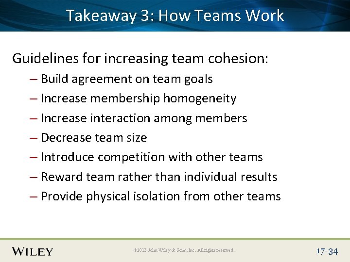 Place Slide Title Text Here Teams Work Takeaway 3: How Guidelines for increasing team