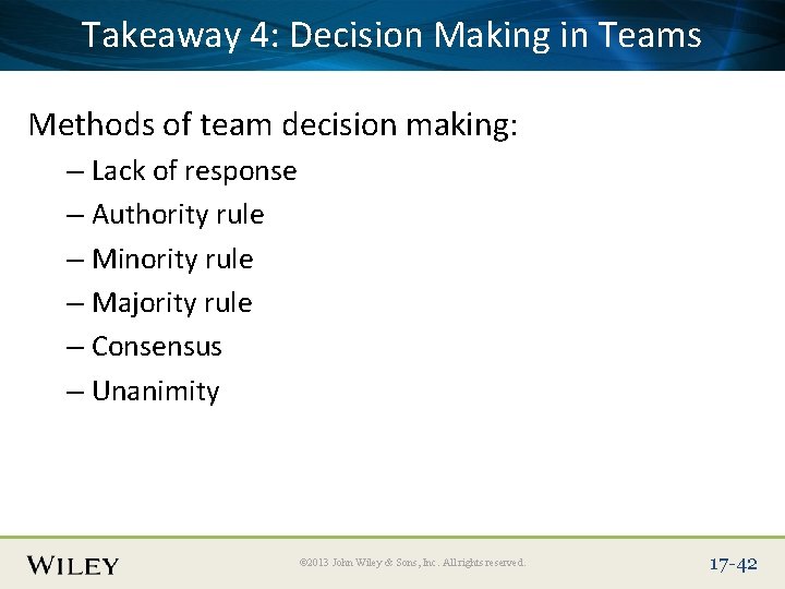 Place Slide Title Here. Making in Teams Takeaway 4: Text Decision Methods of team