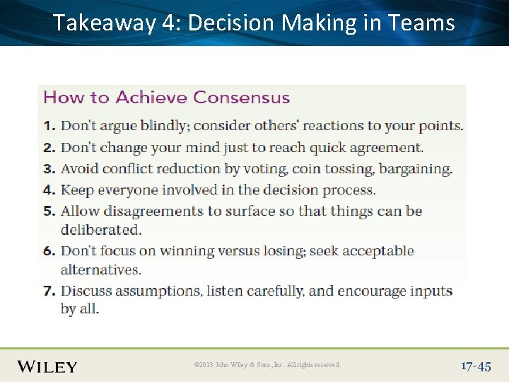Place Slide Title Here. Making in Teams Takeaway 4: Text Decision © 2013 John