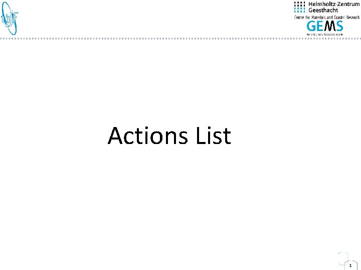 Actions List 1 