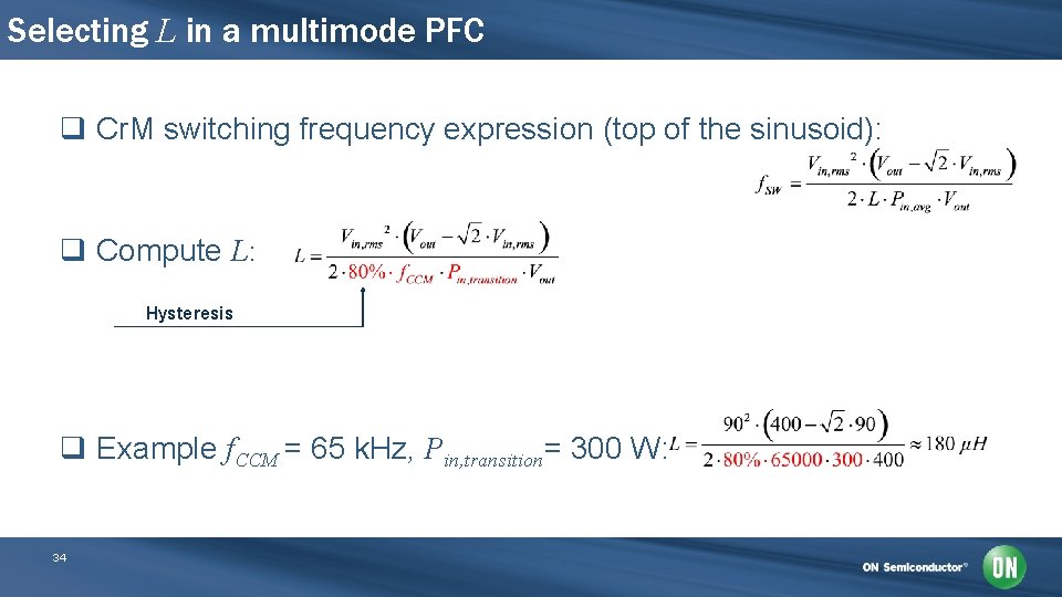 Selecting L in a multimode PFC q Cr. M switching frequency expression (top of